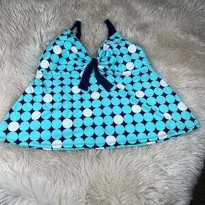 Beach House Women Tankini 20W Adjustable Straps, Built in Bra w/ Cups Blue NWT